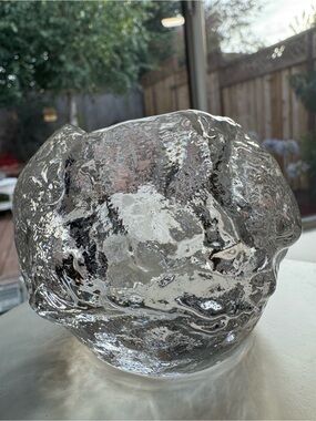 Kosta Boda Snowball Crystal Votive Bowl Ann Wärff Swedish Art Glass 3½”